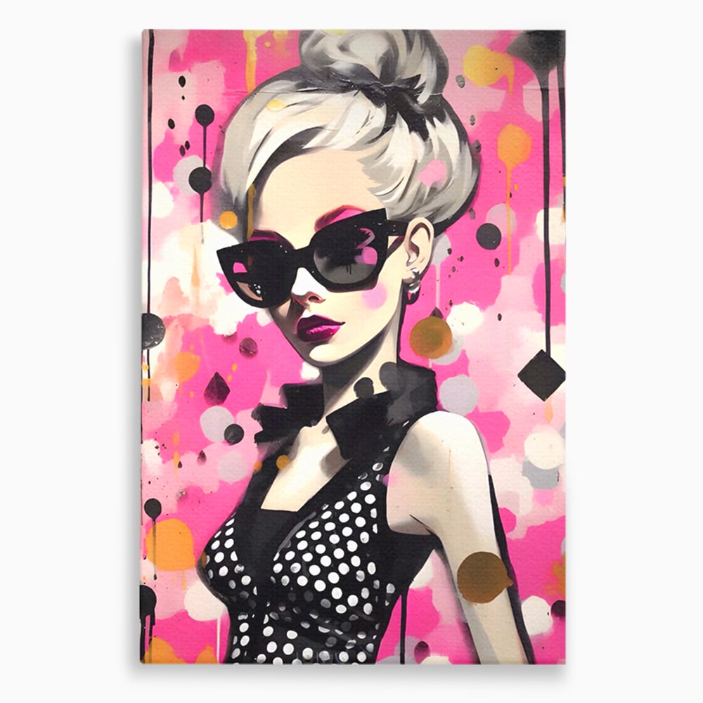 Tablou canvas cu tablou canvas cu femeie stilizata, fara rama, pe sasiu de lemn